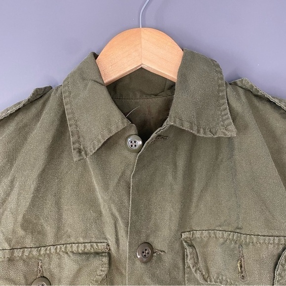 90s Grunge Army Shirt Green Military Surplus Combat Utility Top - Picture 6 of 8